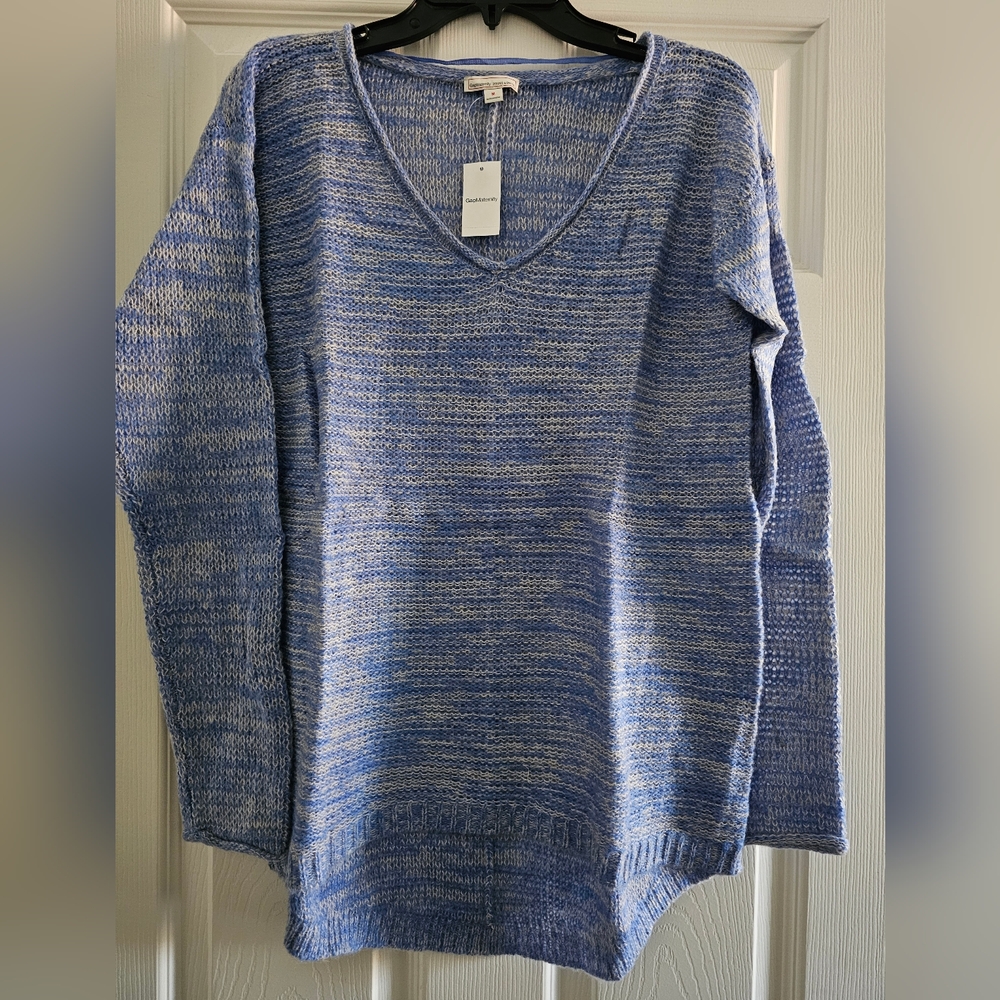 Gap 🆕️ wool blend V neck sweater Maternity sz M Heathered light blue/white NWT